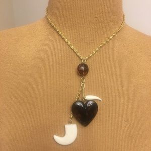 Funky Heart and Tooth Necklace